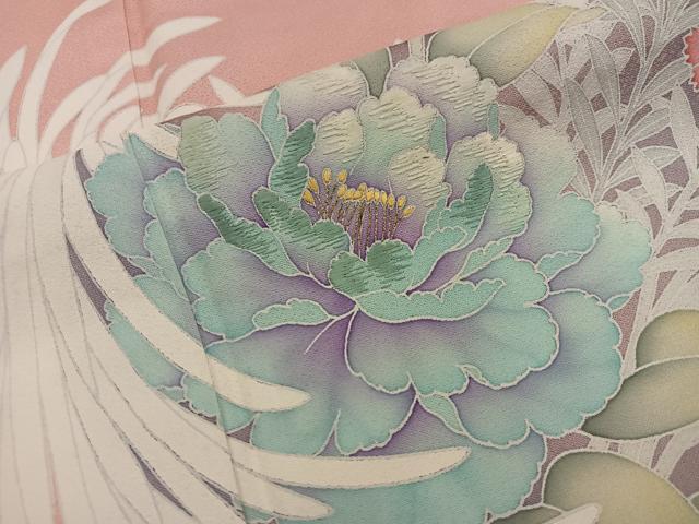 平和屋着物■訪問着 刺繍 牡丹花文 暈し染め 正絹 逸品 BAAW6298mz