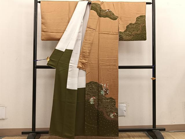 平和屋着物■訪問着 絞り 刺繍 雪輪枝花文 金彩 正絹 逸品 BAAW6306mz
