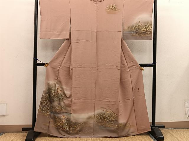平和屋着物■訪問着 作家物 風景文 暈し染め 金彩 正絹 逸品 BAAW6328mz