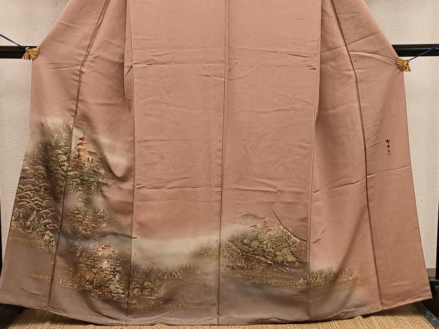 平和屋着物■訪問着 作家物 風景文 暈し染め 金彩 正絹 逸品 BAAW6328mz