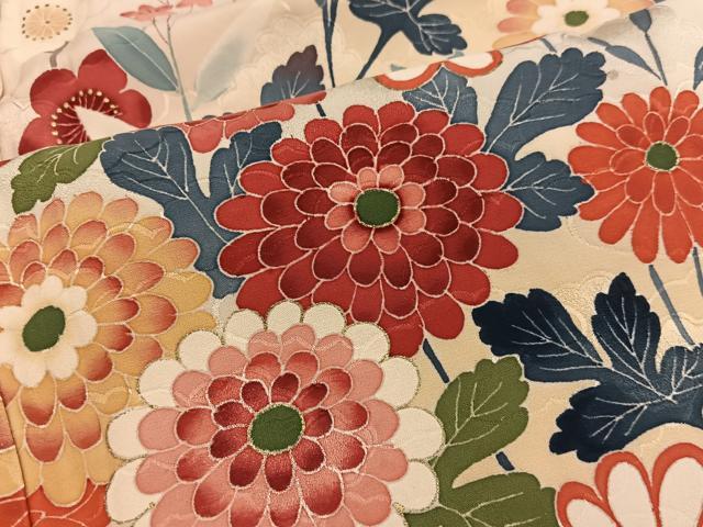 平和屋着物●本加賀友禅作家 押田正義 振袖 菊花文 暈し染め 金彩 正絹 逸品 BAAW6342mz