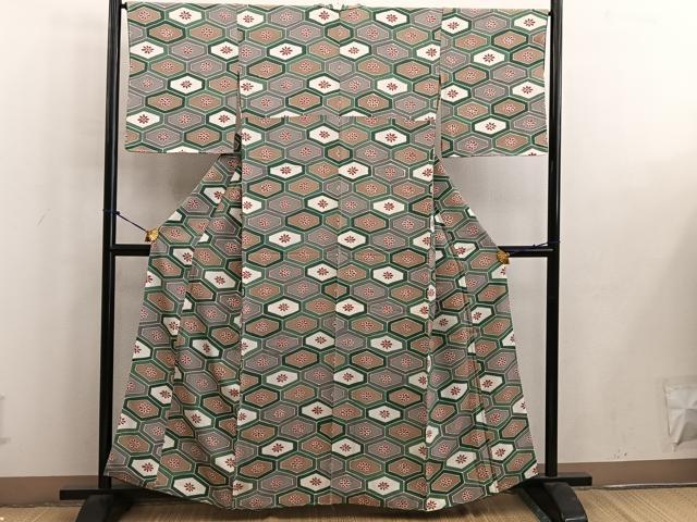 平和屋着物■上質な小紋 亀甲花文 正絹 逸品 未使用 BAAW6349mz