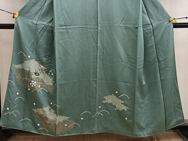 平和屋着物■訪問着 絞り 刺繍 椿 金彩 正絹 逸品 BAAW6392mz