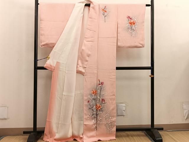平和屋着物■訪問着 手描き 枝花文 暈し染め 正絹 逸品 BAAW6416mz