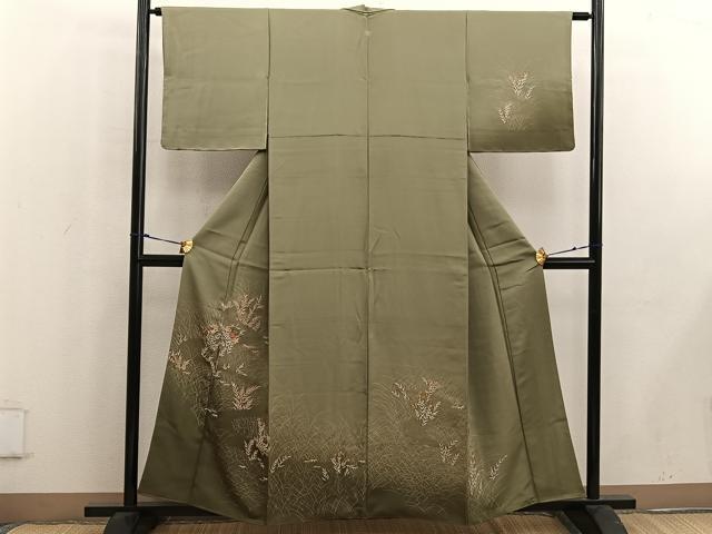 平和屋着物■訪問着 刺繍 流水花文 暈し染め 金彩 正絹 逸品 BAAW6421mz