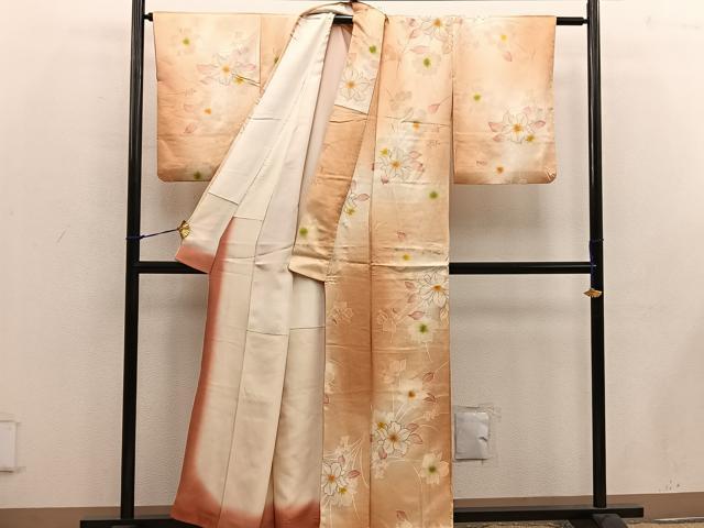 平和屋着物■上質な小紋 草花文 暈し染め 正絹 逸品 BAAW6435mz