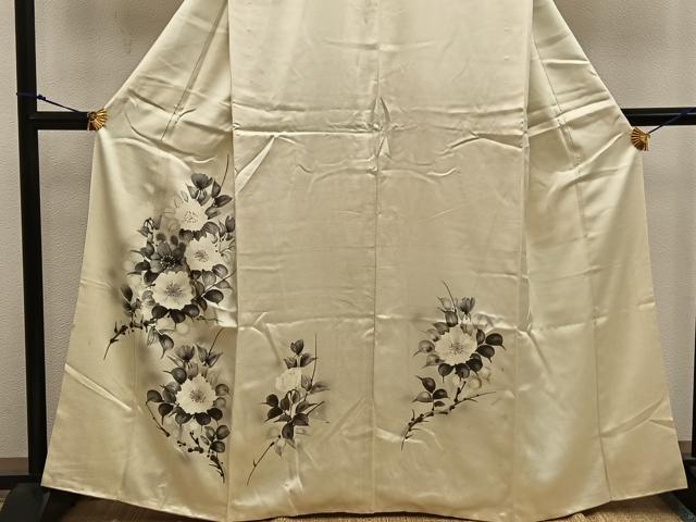 平和屋着物■訪問着 手描き 草花文 正絹 逸品 BAAW6438mz