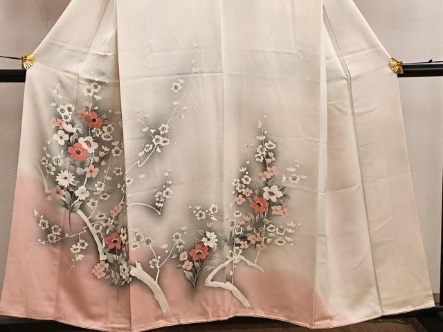 平和屋着物■訪問着 手描き 枝花文 暈し染め 正絹 逸品 BAAW6443mz