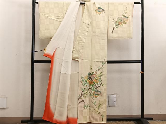 平和屋着物■訪問着 総刺繍 御所車花文 金銀糸 正絹 逸品 BAAW6445mz