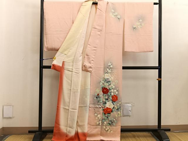 平和屋着物■訪問着 手描き 枝花文 暈し染め 正絹 逸品 BAAW6452mz