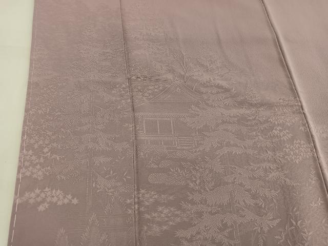 平和屋着物■豪華色留袖 樹林風景文 宍色 正絹 逸品 未使用 BAAW6461mz