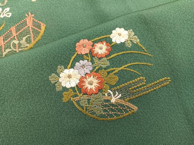 平和屋着物■訪問着 総刺繍 草花文 正絹 逸品 BAAW6463mz