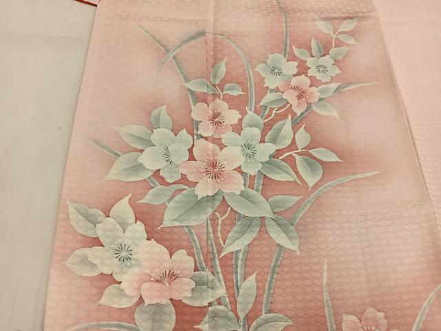 平和屋着物■訪問着 手描き 草花文 暈し染め 正絹 逸品 BAAW6468mz