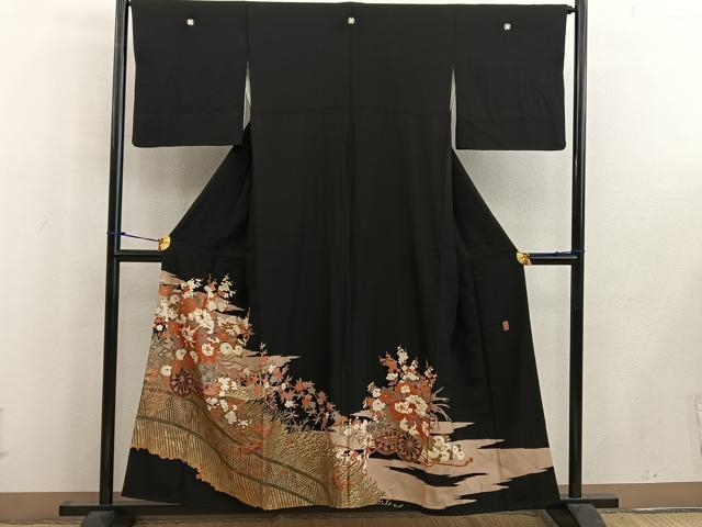 平和屋着物■豪華黒留袖 作家物 刺繍 花車文 金彩 正絹 逸品 BAAW6478mz