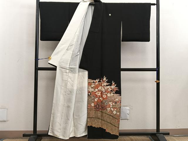 平和屋着物■豪華黒留袖 作家物 刺繍 花車文 金彩 正絹 逸品 BAAW6478mz