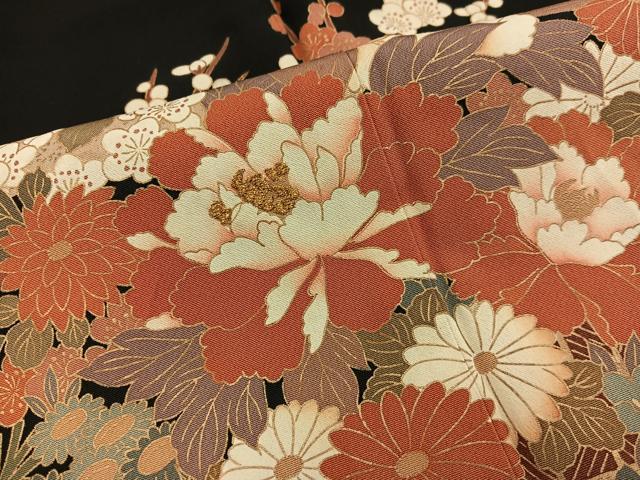 平和屋着物■豪華黒留袖 作家物 刺繍 花車文 金彩 正絹 逸品 BAAW6478mz