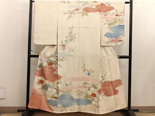 平和屋着物■訪問着 刺繍 雲取り牡丹花文 金彩 正絹 逸品 BAAW6491mz