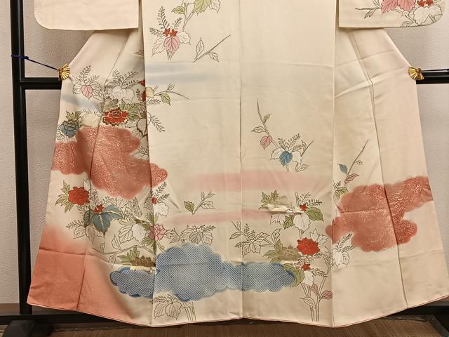 平和屋着物■訪問着 刺繍 雲取り牡丹花文 金彩 正絹 逸品 BAAW6491mz
