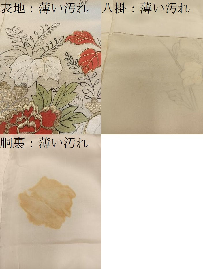 平和屋着物■訪問着 刺繍 雲取り牡丹花文 金彩 正絹 逸品 BAAW6491mz