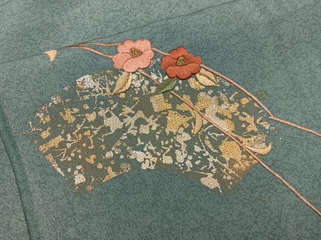 平和屋着物■訪問着 刺繍 地紙花文 金銀彩 正絹 逸品 BAAW6494mz
