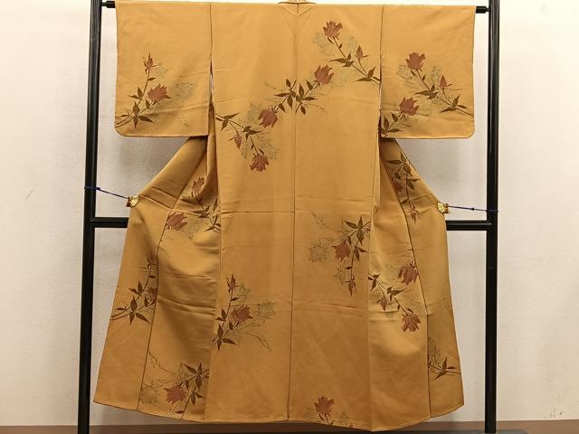 平和屋着物■上質な小紋 枝花文 金糸 正絹 逸品 BAAW6499mz