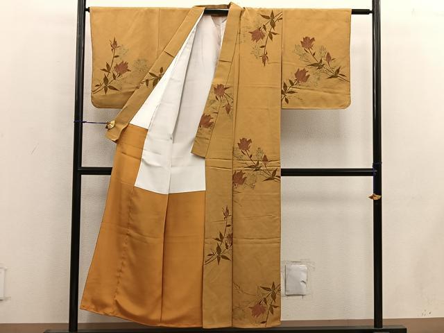 平和屋着物■上質な小紋 枝花文 金糸 正絹 逸品 BAAW6499mz