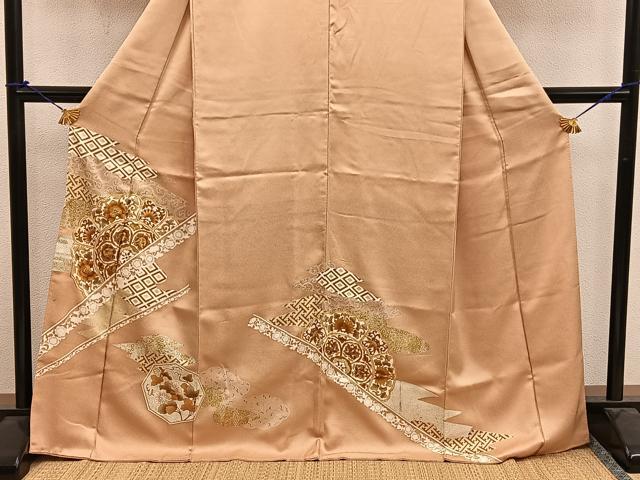 平和屋着物■豪華色留袖 駒刺繍 草花文 金彩 正絹 逸品 BAAW6504mz