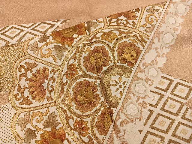 平和屋着物■豪華色留袖 駒刺繍 草花文 金彩 正絹 逸品 BAAW6504mz