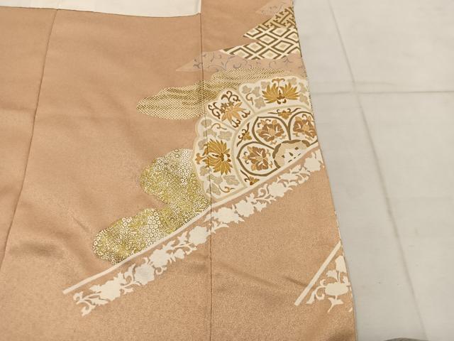 平和屋着物■豪華色留袖 駒刺繍 草花文 金彩 正絹 逸品 BAAW6504mz