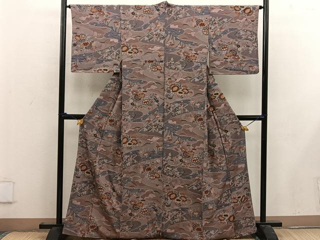 平和屋着物■上質な小紋 流水花文 金彩 正絹 逸品 BAAW6507mz
