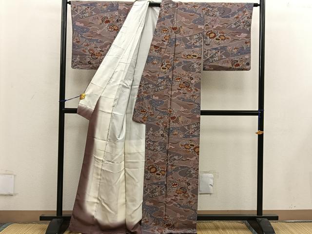 平和屋着物■上質な小紋 流水花文 金彩 正絹 逸品 BAAW6507mz