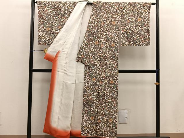 平和屋着物■上質な小紋 型染め 草花文 正絹 逸品 BAAW6510mz