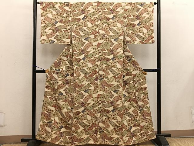 平和屋着物■上質な小紋 草花絵巻文 正絹 逸品 BAAW6513mz