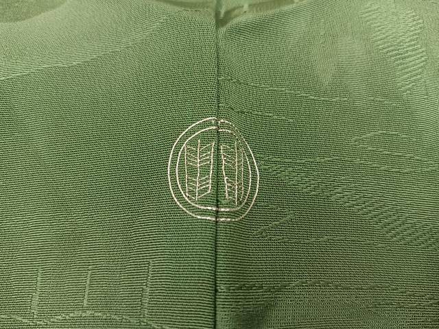 平和屋着物■上質な色無地 風景地紋 老竹色 正絹 逸品 BAAW6514mz