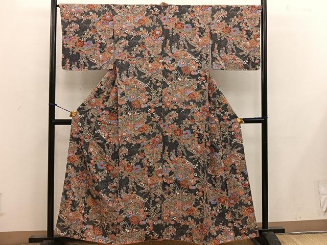 平和屋着物■上質な小紋 菊花文 正絹 逸品 BAAW6516mz