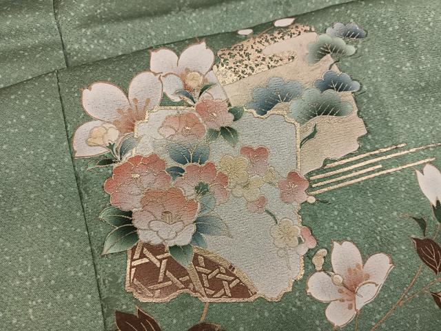 平和屋着物■訪問着 破れ色紙花文 金彩 正絹 逸品 BAAW6522mz