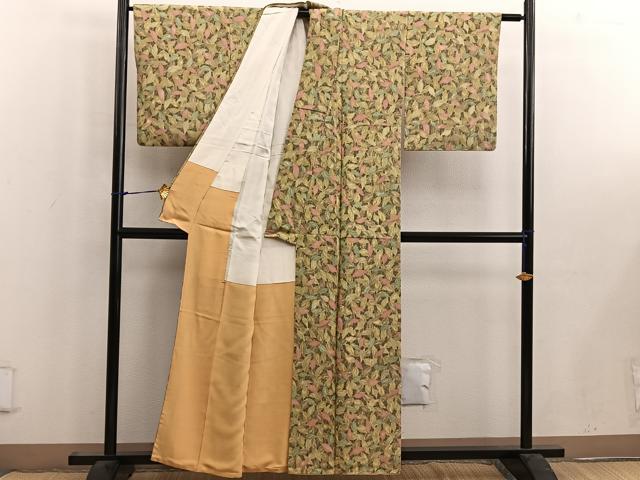 平和屋着物■上質な小紋 草葉文 正絹 逸品 BAAW6538mz