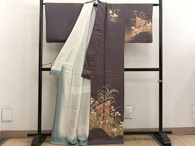 平和屋着物■訪問着 花鳥文 暈し染め 金彩 正絹 逸品 BAAW6543mz