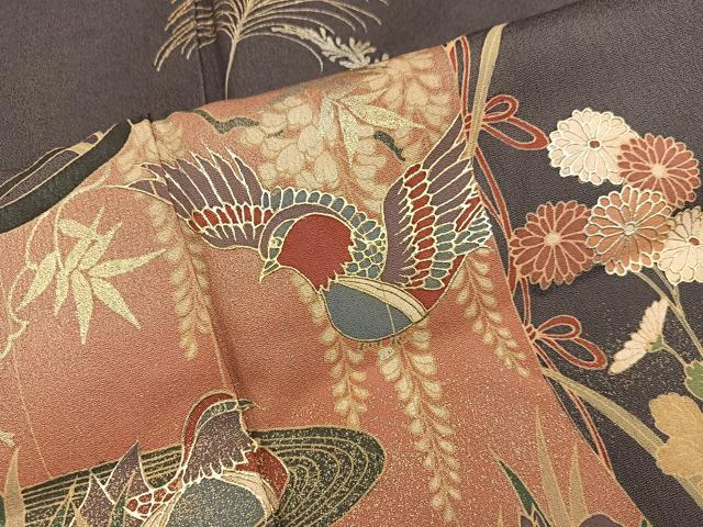 平和屋着物■訪問着 花鳥文 暈し染め 金彩 正絹 逸品 BAAW6543mz