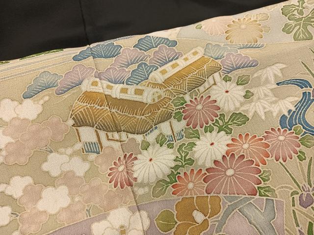 平和屋着物■豪華黒留袖 友禅 風景花文 正絹 逸品 BAAW6560mz