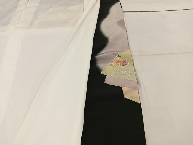 平和屋着物■豪華黒留袖 友禅 風景花文 正絹 逸品 BAAW6560mz