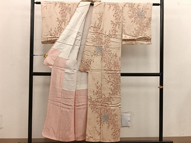 平和屋着物■上質な小紋 草花文 銀糸 正絹 逸品 BAAW6571mz