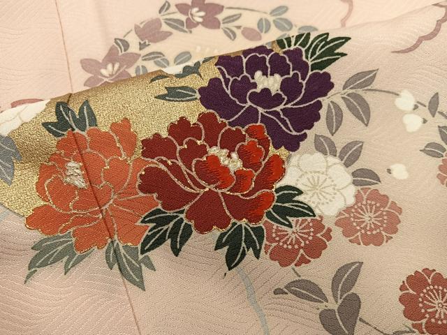 平和屋着物■訪問着 刺繍 雪輪牡丹花文 金彩 正絹 逸品 BAAW6572mz