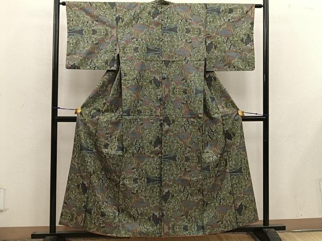平和屋着物■本場大島紬 7マルキ 樹林風景文 正絹 逸品 BAAW6575mz