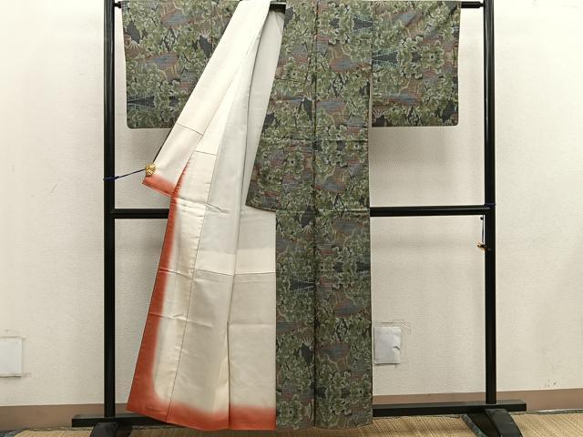 平和屋着物■本場大島紬 7マルキ 樹林風景文 正絹 逸品 BAAW6575mz