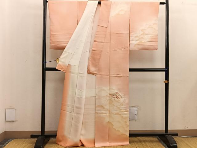 平和屋着物■訪問着 刺繍 冊子花文 暈し染め 正絹 逸品 BAAW6578mz