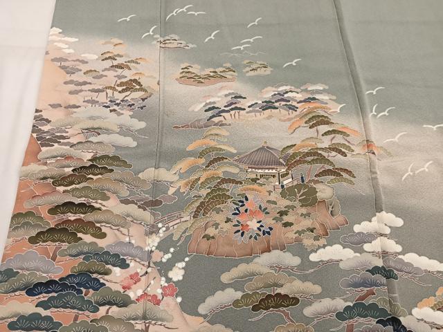 平和屋着物■高級染元 粋峰 林芳夫 京加賀友禅 色留袖 風景花文 暈し染め 正絹 逸品 BAAW6582mz