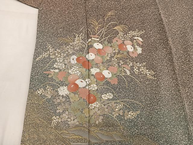 平和屋着物■訪問着 菊花文 たたき染め 金彩 正絹 逸品 BAAW6594mz