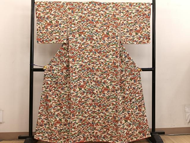 平和屋着物■上質な小紋 風景梅花文 正絹 逸品 未使用 BAAW6599mz