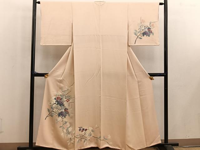 平和屋着物■訪問着 友禅 扇面枝花文 正絹 逸品 BAAW6608mz